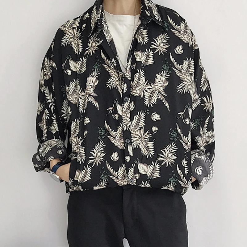 Men's Long Sleeve Plus 8XL 6XL 5XL 9XL 10XL Retro Floral Printed Man Casual Shirts Fashion Classic Men Dress Shirt Breathable