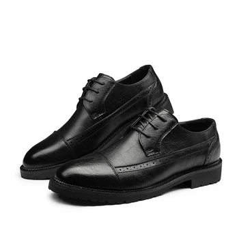 

Men's Comfortable Round Toe Lace-up Flat Oxfords for Men Perforated Patterns Dress Shoes Rubber Sole Derby Shoe Size 6~10