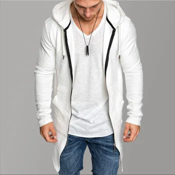 

White Sweatshirts Men Causal Long Men Hooded Sweatshirts Zipper Slim Fit Hoodies Men 2019 Casual Sweatshirts For Men XXL