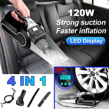 

120W 4 in 1 Multi Function Portable Car Handheld Vacuum Cleaner Digital display Dual Use Car Auto Inflatable Pump Air Compre