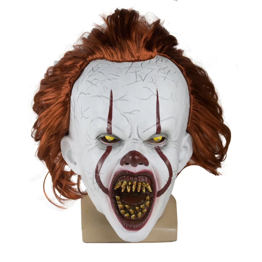 Взрослая это Клоун Маска пеннивайза Джокер Стивен Кинг это светодиодный свет Люминесцентная маска латексные маски клоунов на Хеллоуин с волосами для мужчин и женщин