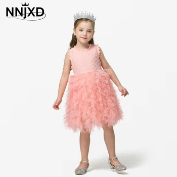 

Brand Girls Dress Cotton Sleeveless Princess Prom Dresses Elegant Birthday Party Costume New Puffy Tutu Summer Dress for Girls