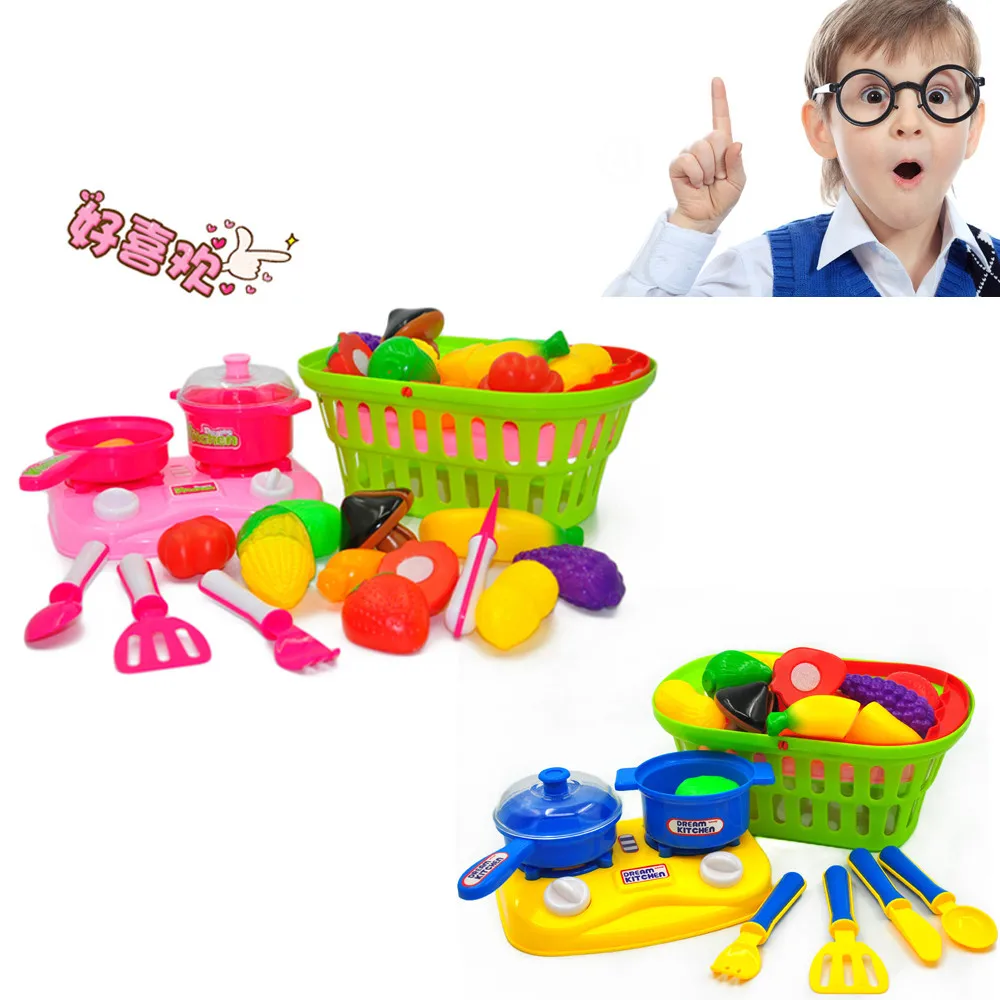 Игрушки для детей Пластик Кухня игрушки Еда резки фруктов и овощей, Еда ролевые игры 19 шт./компл. Развивающие игрушки для детей