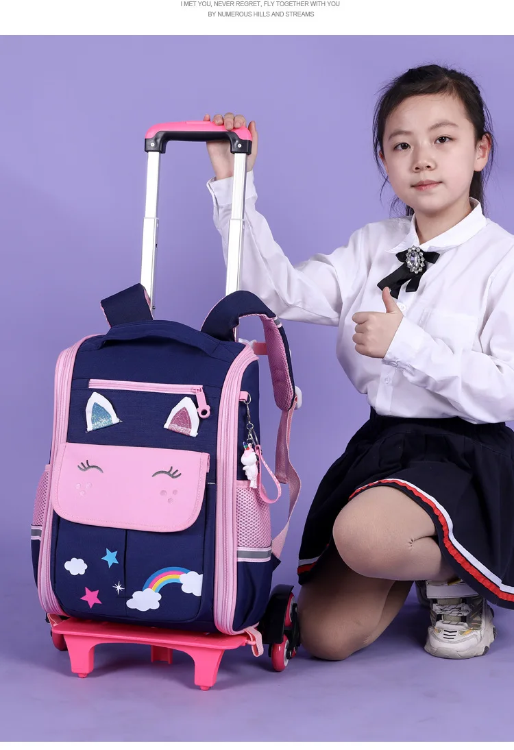 Unicorn Rolling Backpacks Bags for Girls