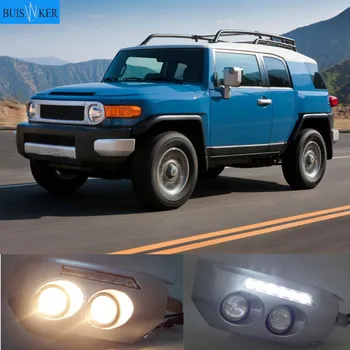 

2PCS Car LED for Toyota Fj Cruiser 2007 2008 2009 2010 2011 2012 2013 2014 DRL Daytime running light fog lamp frame Fog light