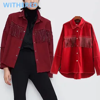 

Withered england style high street tassels boyfriend oversize loose solid jacket women casaco feminino jaqueta feminina tops