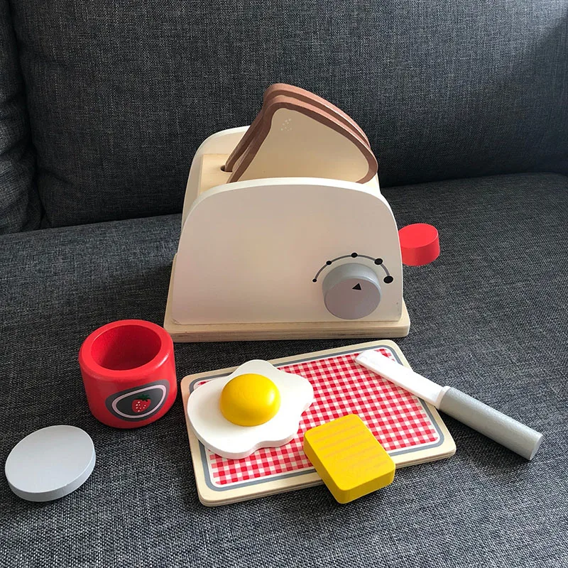 Wooden Kitchen Cook Baby Toys Wood Coffee Machine Toaster Food Mixer kids Pretend Play Early Learning Educational New Year Gift (19)