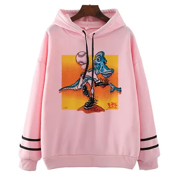 

Dinosaur Baseball Print Long Sleeve Hoodies Women Casual Hoodiess Women Tops Sweatshirt Autumn Girl Hoodiess Tops