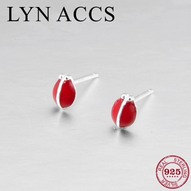 

New Enamel Lip print Red Earrings 925 Sterling Silver Small Stud Earrings for Women Lady Fashion Party Fine Jewelry DIY Gift