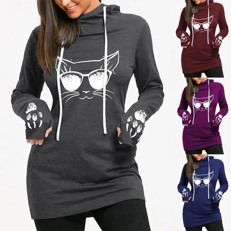cat printed hoodie