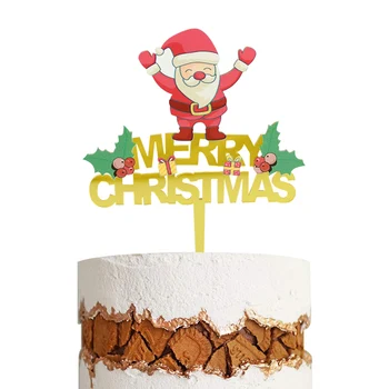 

Merry Christmas Cake Topper Santa Claus Acrylic Cupcake Topper For Xmas Party New Year Christmas Decorations Cake Decor Supplies