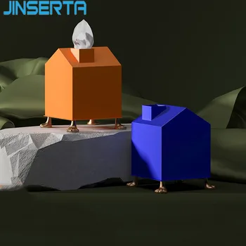 

JINSERTA Metal Tissue Box Paper Container Case Luxury Iron Roll Paper Box Living Room Office Restaurant Table Accessories Decor
