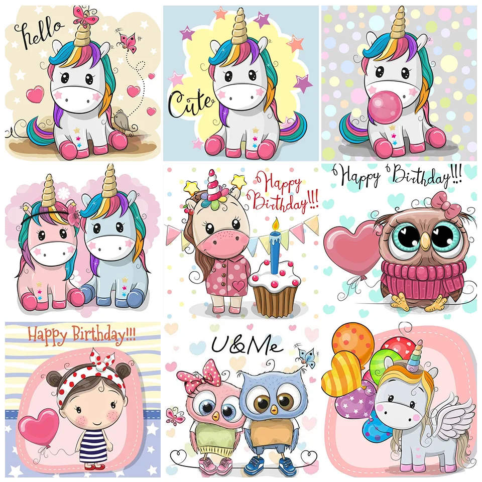 DIY Diamond Painting Kits Cartoon Unicorn Pony Crystal Full Round With Drill Embroidery Mosaic Picture Home Decor | Дом и сад