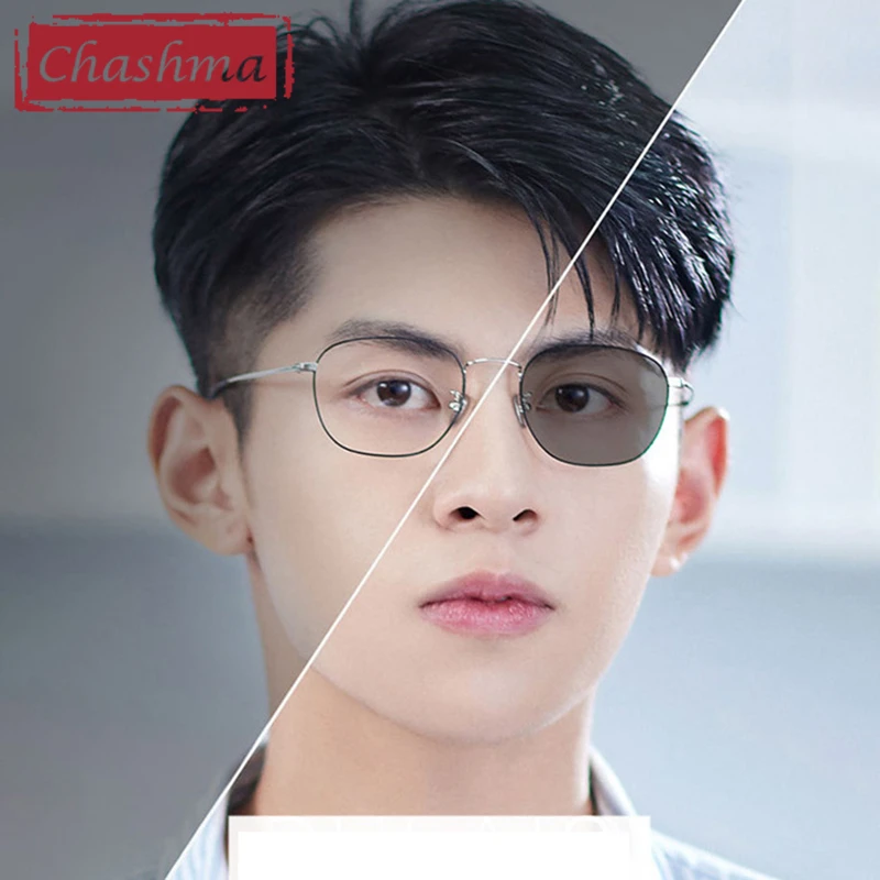 

Men Chameleon Progressive Free Form UV Porection Myopia Glasses Oval Women Prescription Eyeglasses Light Frame Anti Reflective