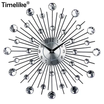 

Metal Art Large Wall Clock Luxury Diamond Vintage When Wall Clock Watch Orologio Da Parete Morden Design Home Decor Wall Clocks