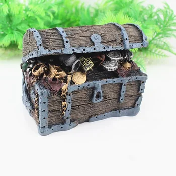 

Hot Jewelry Box Aquarium Ornament Treasure Discovery Fish Tank Cave Decor Resin Ornament Landscaping Decoration #