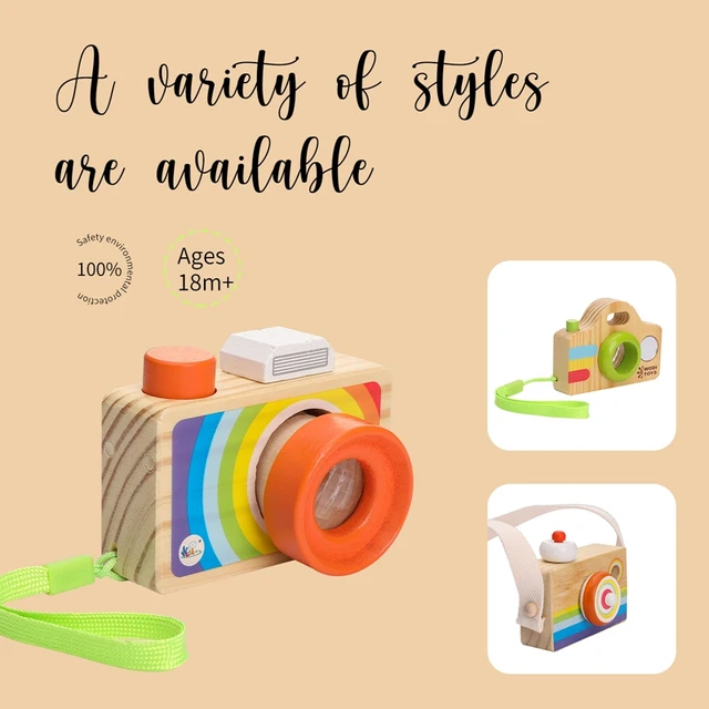 Wooden SLR Camera Toys Cute Colourful Nordic Hanging Toy Montessori Toy Room Decor Furnishing Articles DIY Presents Baby Gift 3