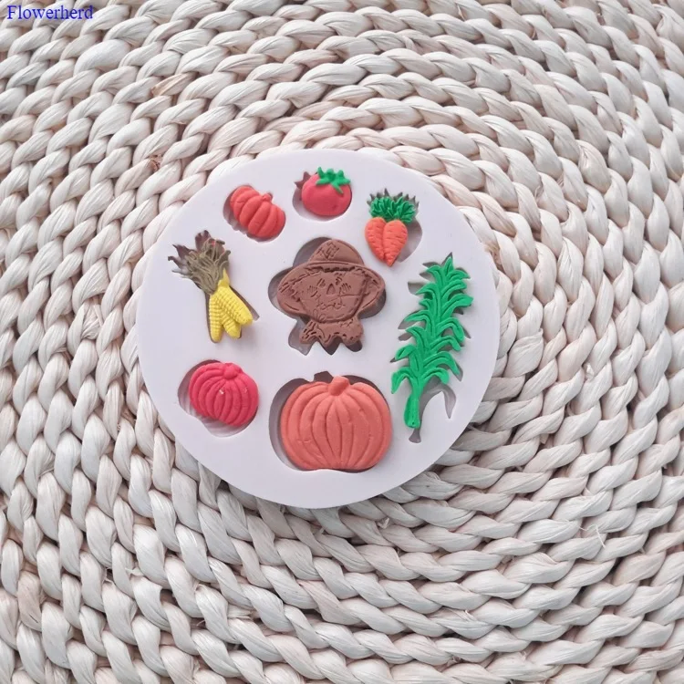 Halloween Pumpkin Shape Silicone Mold Fondant Cake Decorating Tools DIY Chocolate Biscuit Mold Kitchen Bakeware Party Supplies