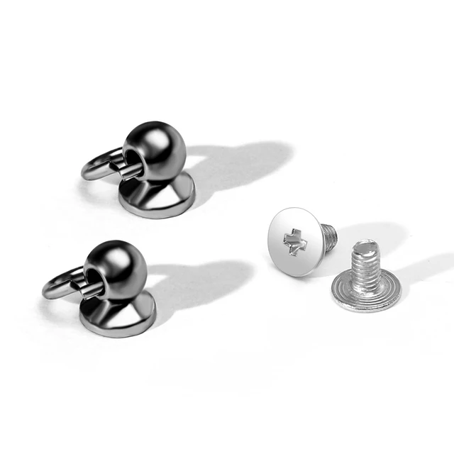 10pcs Metal Ball Post with O Ring Studs Rivets Nail Screw Back Round Head Spot Spikes Leather Craft Phone Case Decor Accessories AS821