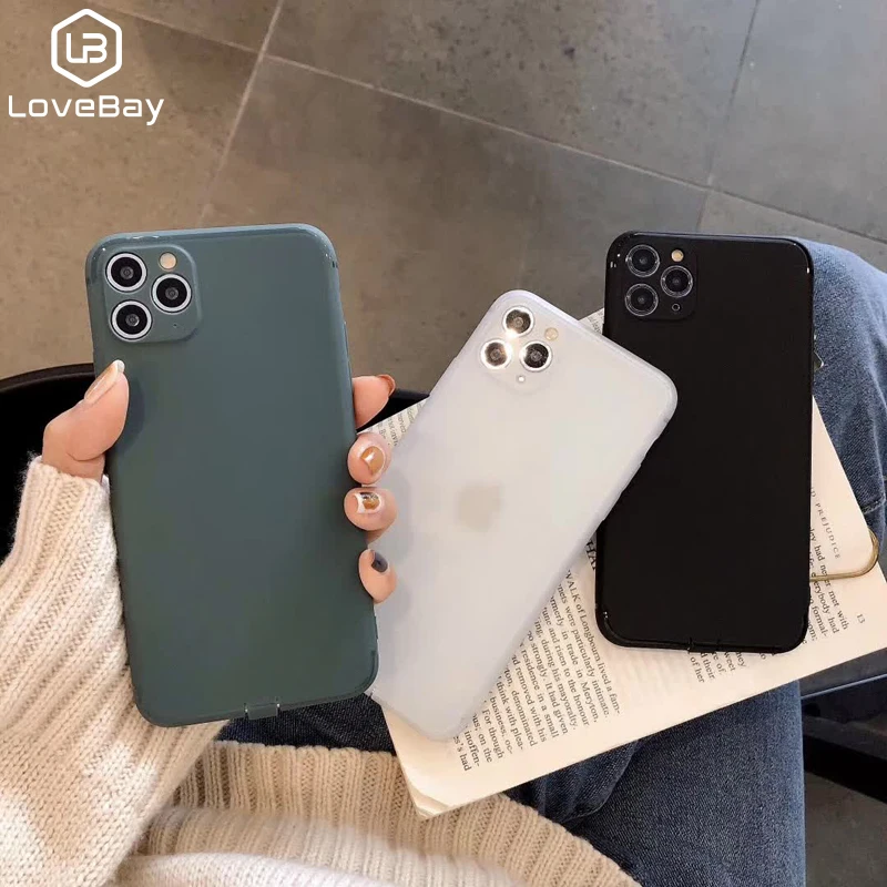 

lovebay Simple Matte Phone Cases For iPhone 11 Pro XS MAX XR X Soft TPU Back Cover For iPhone 8 7 6 6S Plus Ultra Thin Silicone