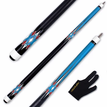

Weichster 1/2 Split Maple Shaft Blue Decal Billiards Pool Cue Stick with Glove