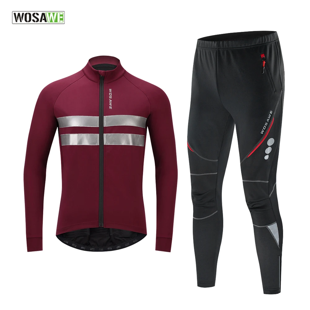 

WOSAWE Winter Thermal Cycling Jacket Set Windproof Waterproof Warm Bike Jacket MTB Pant Bicycle Suit Cycling Clothing