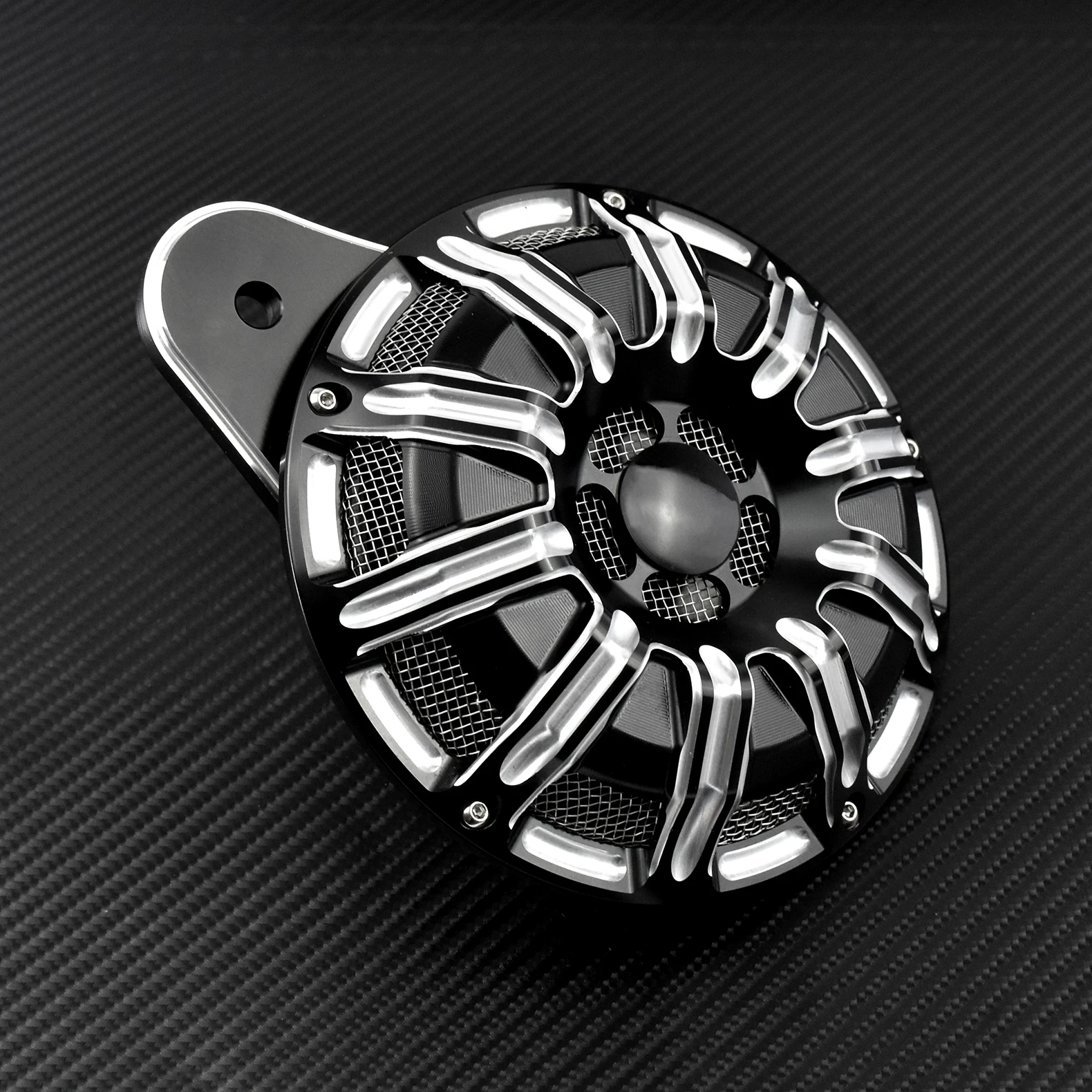 CNC Black Chrome Horn Cover Kit For Harley Sportster XL 07-17 18 19-Later Touring Big Twin Cam 1991-14 15 16 17 20118-Later