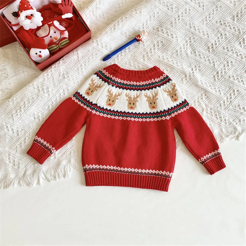 Рождественский детский свитер; свитера для мальчиков с оленем; Хлопковый вязаный свитер для маленьких девочек; кардиган для малышей; детские свитера; кардиган для мальчиков; От 1 до 7 лет