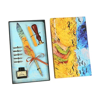 

Ink Signature For Calligraphy Faux Feather Accessories European Style Gift Home Stationery Dip Pen Set Antique Art Portable