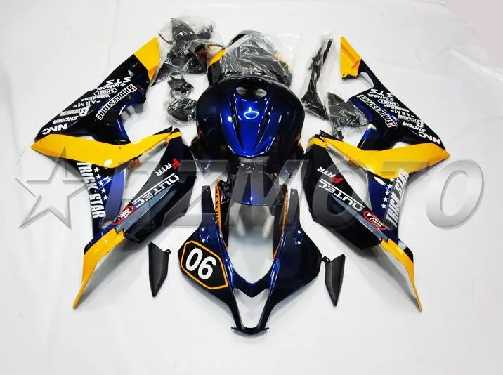 Литья под давлением ABS мотоцикл полный комплект обтекателя подходит для Honda CBR600RR 07 08 F5 2007 2008 Обтекатели цвет желтый синий