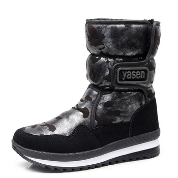 

Women snow boots 2020 warm plush winter shoes fashion hook&loop women ankle boots non-slip women boots platform shoes black