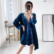 Сексуальные женские велюровые пижамы наборы топ на бретелях кимоно 2 шт пижамы зимняя Домашняя одежда спальный костюм халат пижамы m-xl