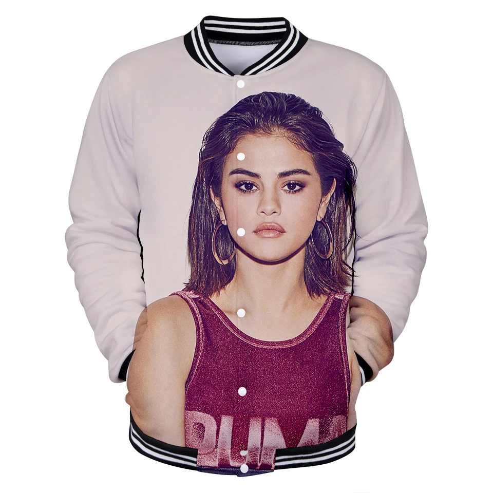 Selena Gomez толстовки прямая покупка новая 3D бейсбольная форма для мужчин/женщин Весна Повседневная Harajuku бейсбольные куртки одежда 4XL