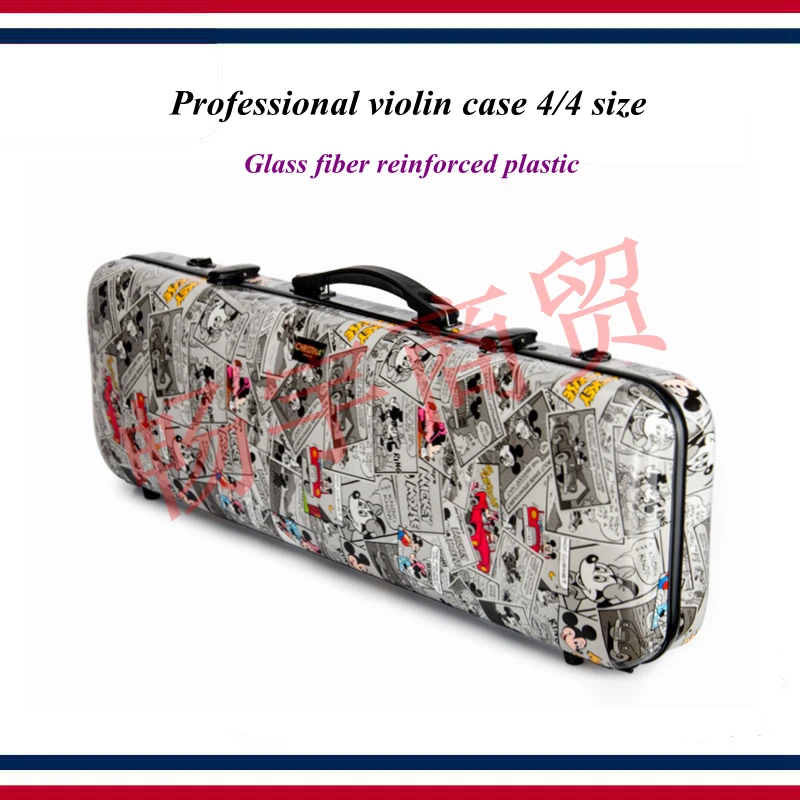 violin accessories Professional violin case 4/4 size Rectangle Glass fiber reinforced plastic cartoon pattern violin parts violin accessories Professional violin case 4/4 size Rectangle Glass fiber reinforced plastic cartoon pattern violin parts