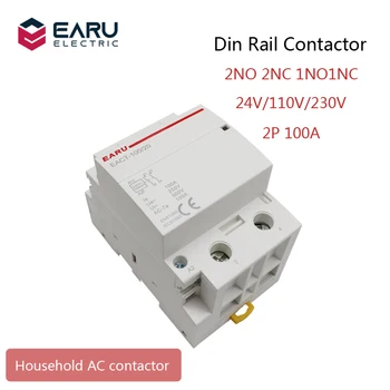 

2P 100A AC 110V 220V 50/60Hz Din Rail Household AC Modular Contactor Switch Controller 2NO 2NC 1NO1NC DIY Smart Home House Hotel