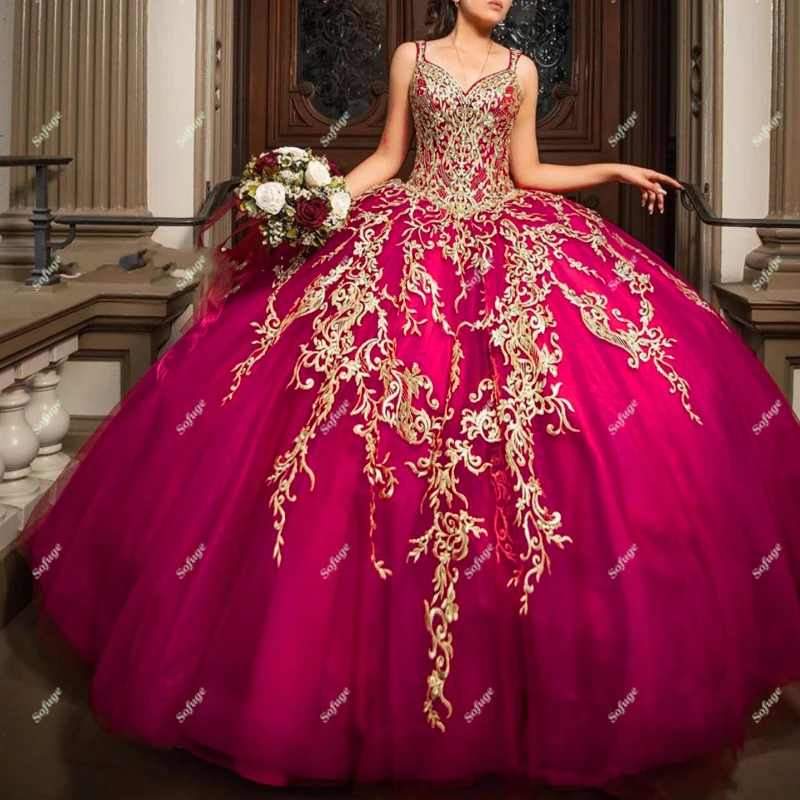 Red Tulle Appliques Ball Gown Puffy Pleat Quinceanera Dresses Corset Back Vestido 15 Anos Festa Graduation Plus Size quinceanera dresses