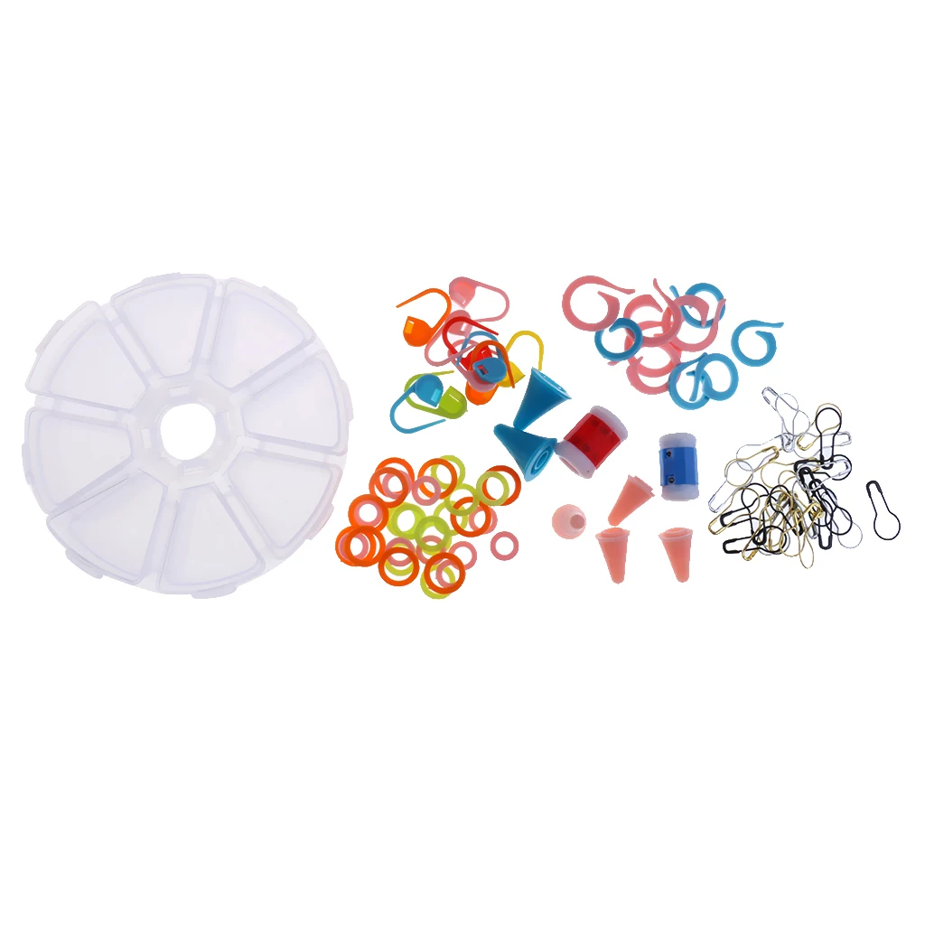 96 Pieces Knitting Crochet Sewing Accessories Supplies Tools Kit Plastic Markers Holder Counter Markers with Clear Storage Case