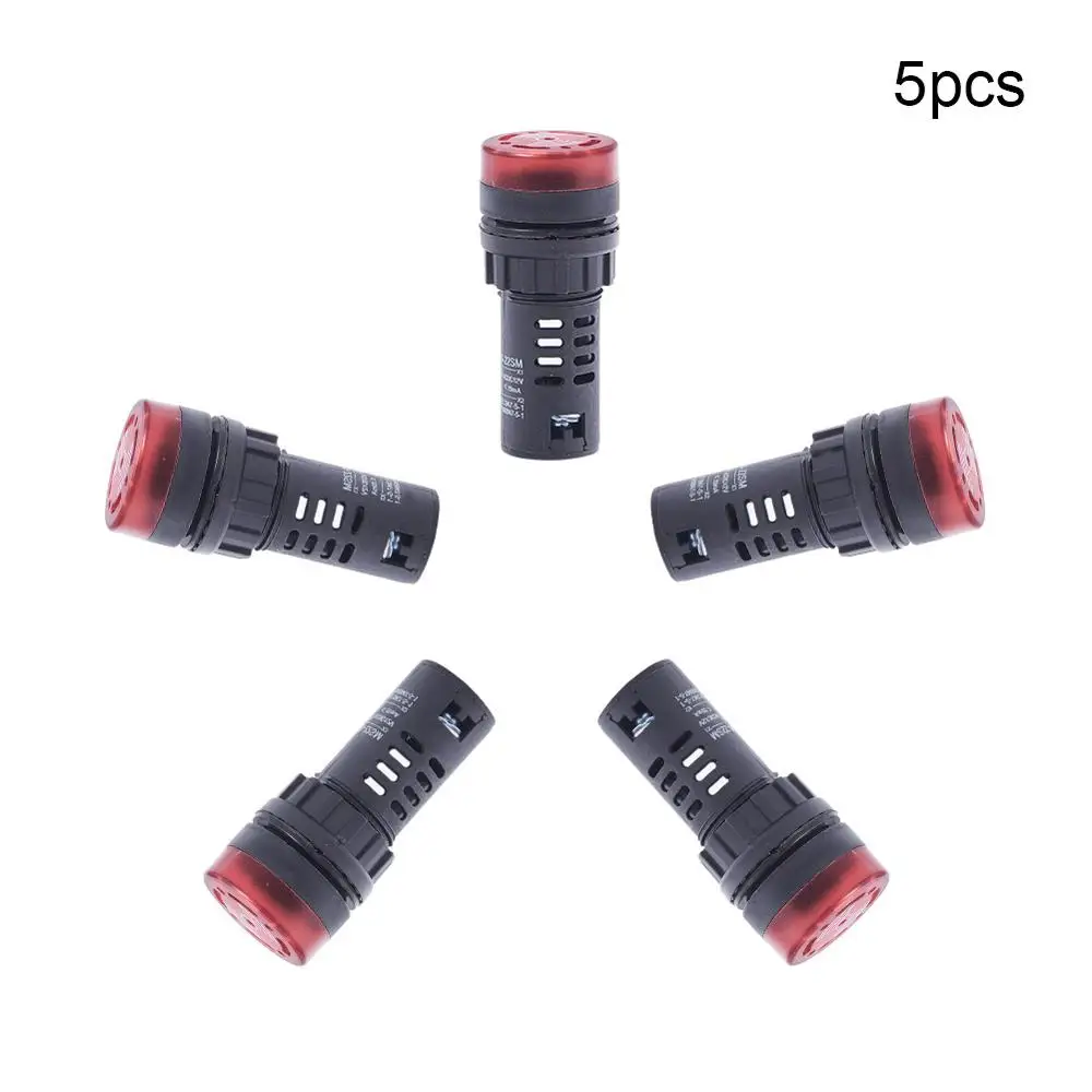 12V 5PCS Новая одежда для маленькой девочки 2/3/5 шт AD16-22SM 22 мм светодиодный Пластик индикатор сигнала Мощность 12 V-220 V Красный светильник s звуковым индикаторами светильник срок службы 30000h - Цвет: 12V 5PCS