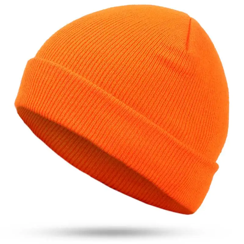 Зимняя шапка толстые Для мужчин шляпа шапочка шапка Для мужчин зимние Кепки s toucas, без полей для мужчин, стильные головные уборы Skullies вязаные шапочки зимние, шапки для мужчин толстый теплый - Цвет: Orange B