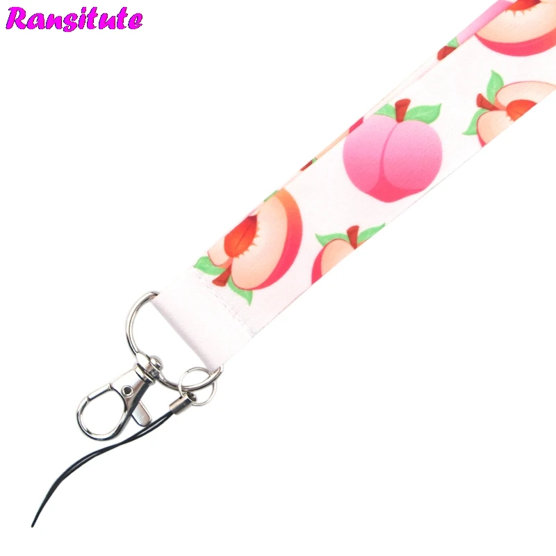 Fruit series of peaches neckband lanyard key ID card gym mobile phone strap multi function mobile phone decoration R645