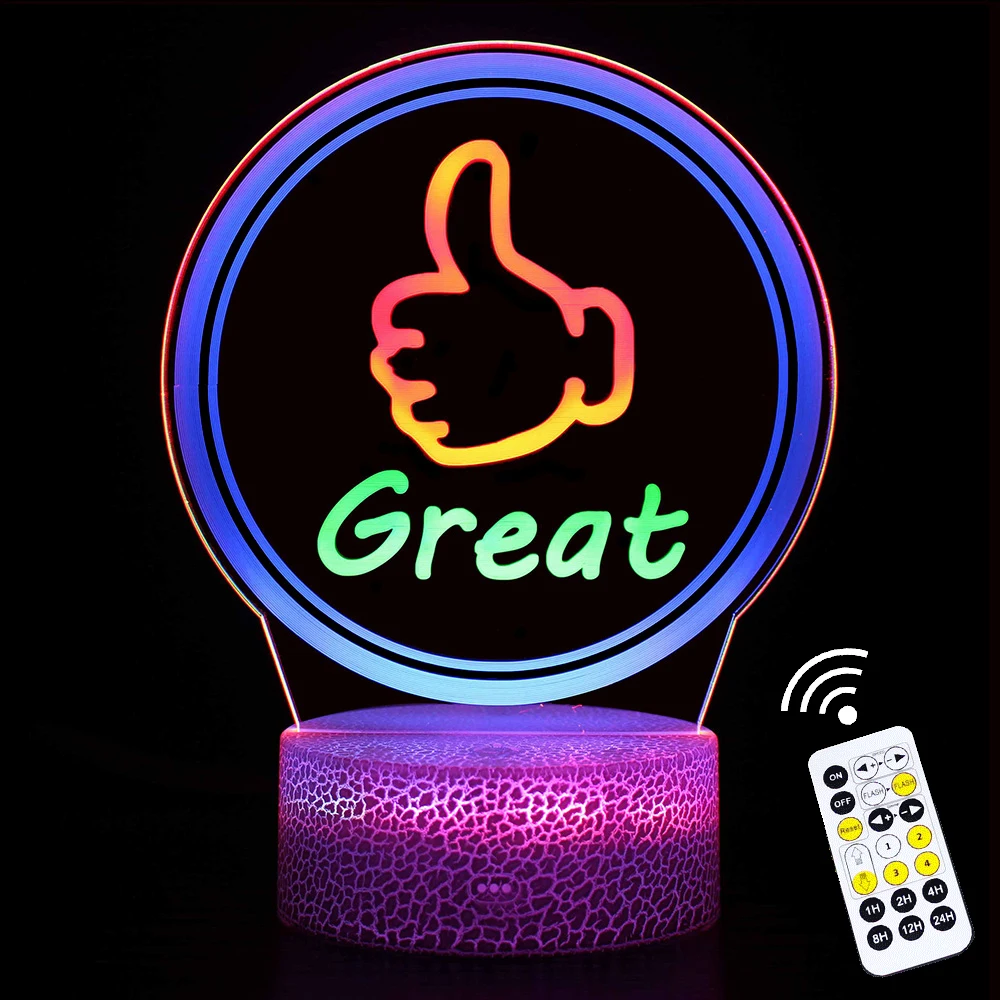 

3D Night Light Great Success Game Over RGB LED Lights for Home Room Decor Touch Remote Control Timing Table Desck Lamp Gift