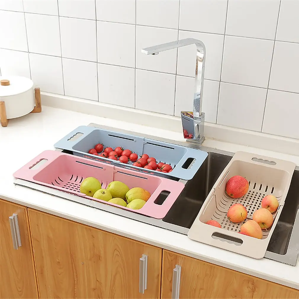 Retractable Adjustment Sink Telescopic Washing Basket Washing Fruit And Vegetable Basket Kitchen Drain Basket