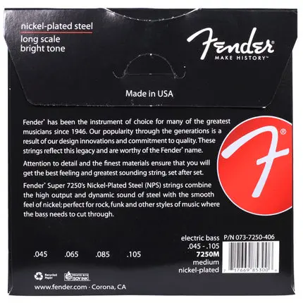 Fender 7250 никелированная сталь длинная шкала бас гитара струны, 7250L 7250 M, 7250 ML, 7250HM