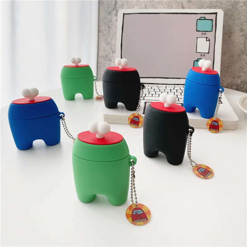 

For Airpods Pro Case Among Us 3D Cartoon Game Case for airpods 2 Silicone Headphones case Protective Cover with Keychain Funda