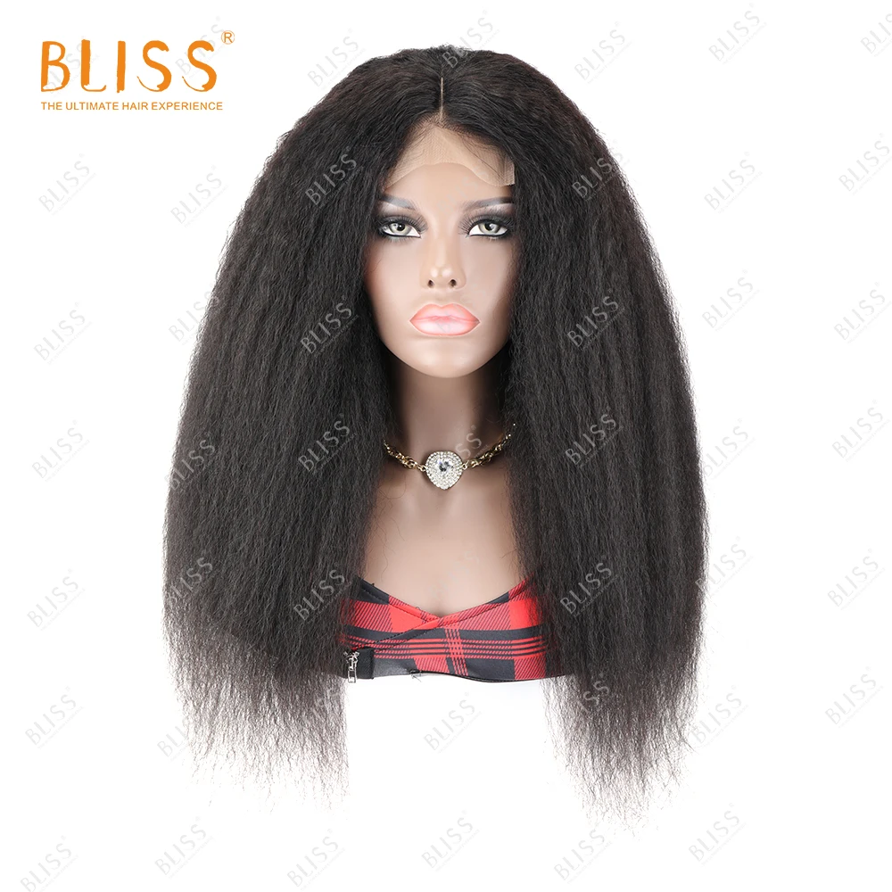Bliss 4x4 Lace Closure Wigs Afro Kinky Straight Brazilian Human Hair Front for Black Women | Шиньоны и парики