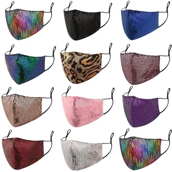 

Women Face Mask Fashion Sequins Maske Sunproof Mask Reuasbale Maske For Women Men Mascarillas De Tela Cloth Face Mouth Cover