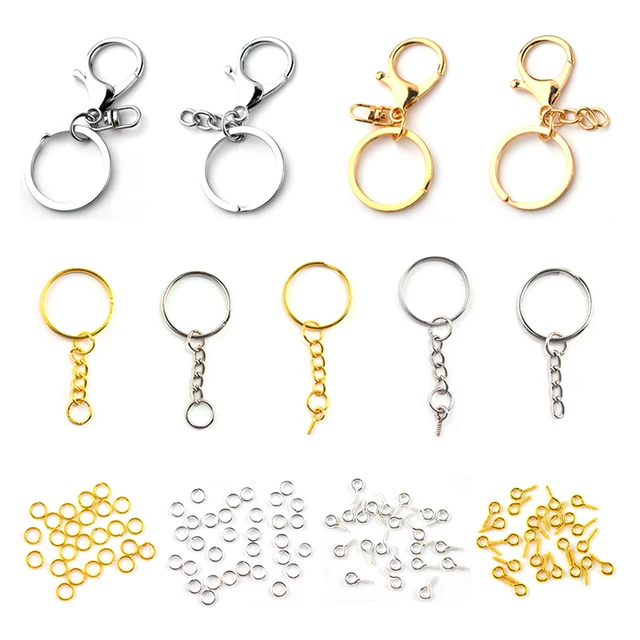 110/220Pcs Keychain Open Jump Rings Eye Pins Jewelry Making Accessories  Kits for DIY Epoxy Resin Key Chain Key Ring Pendants