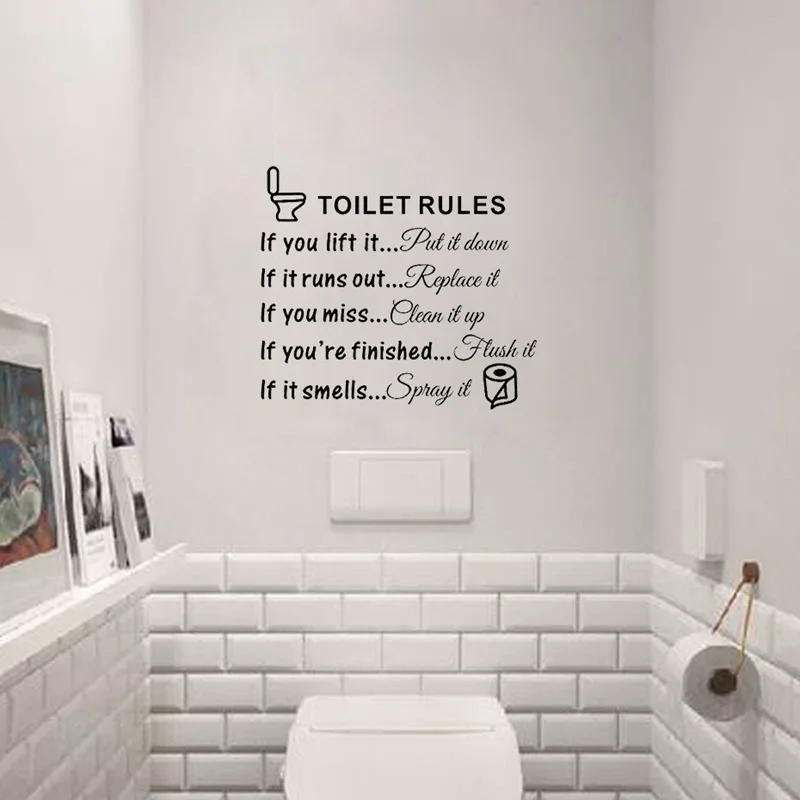 

WC Toilet Creative Rules Wall Sticker Bathroom Decoration Fashion Modern Decals English Proverbs Europe America IF Rumors W738