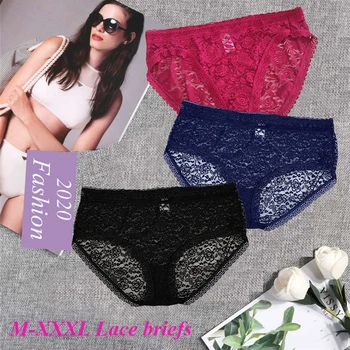 

Comsoft sexy lace underwear plus size high rise fat people underpants hollow back Breathable cotton girl briefs women Lingeries