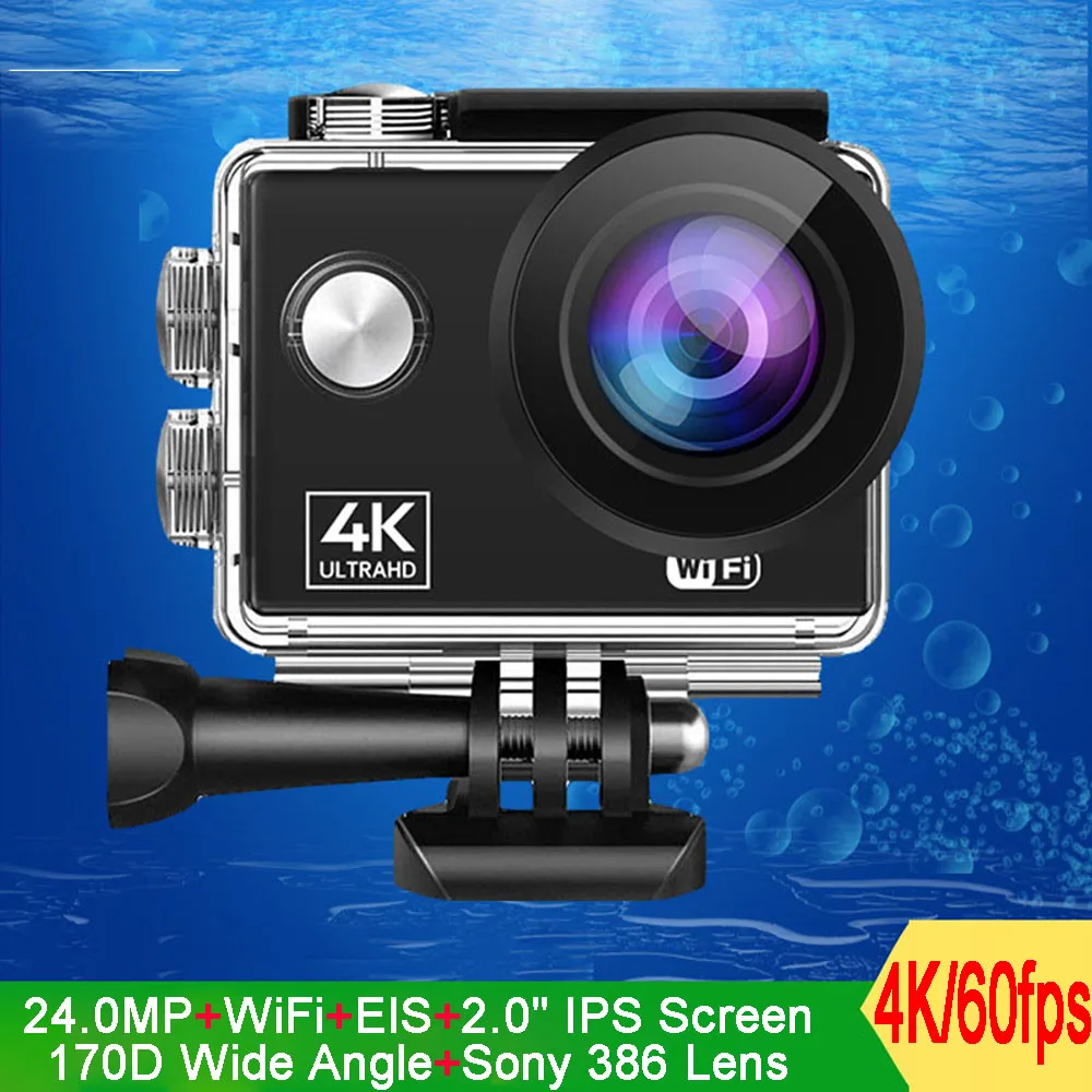 Спортивная Экшн-камера Q40C Ultra HD 4K/60fps EIS 24MP WiFi 2 0 &quotIPS-экран 170D подводная 30M Go